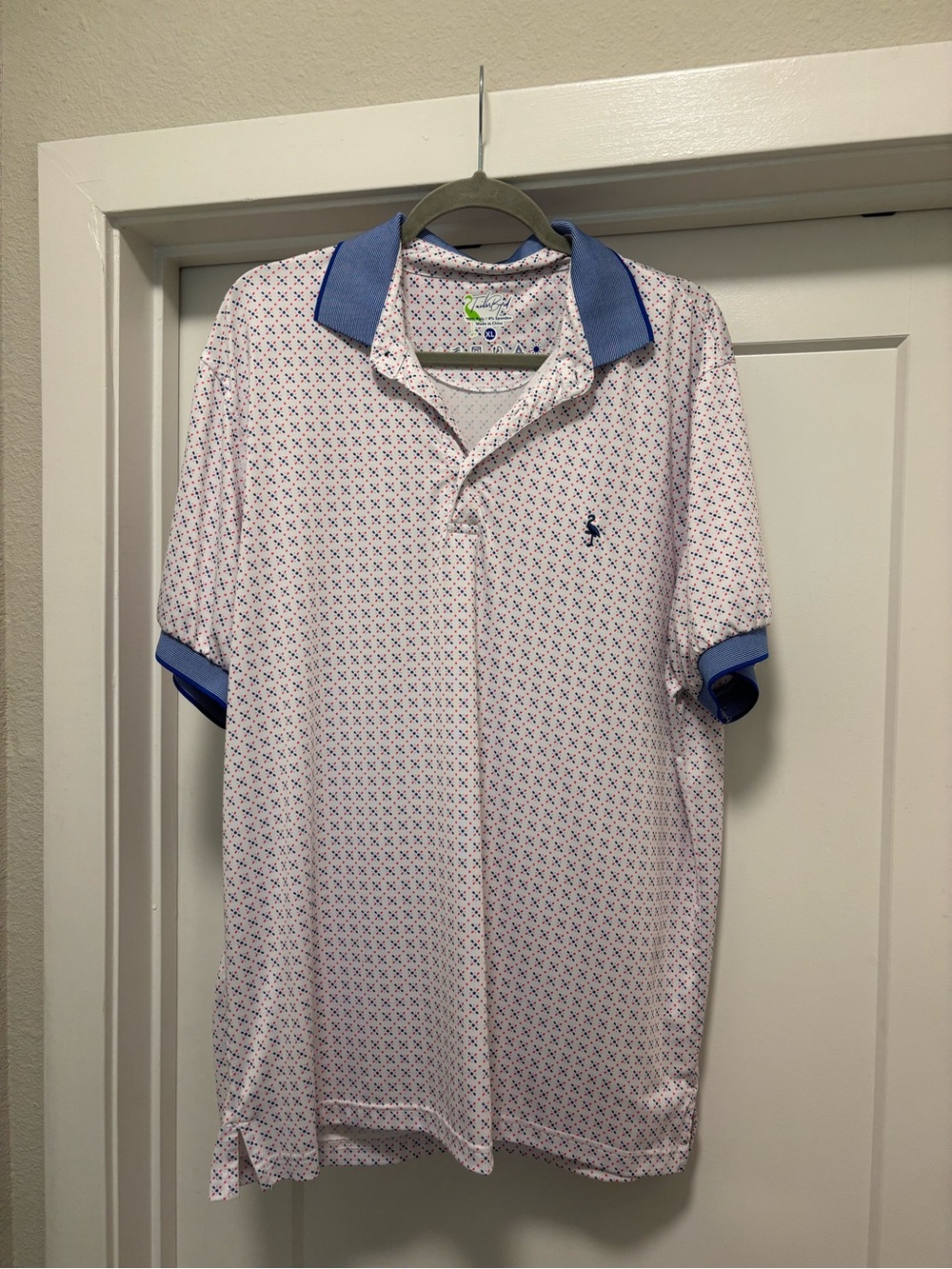 Tailorbyrd White Polo with Blue Collar and Cuff Accents
